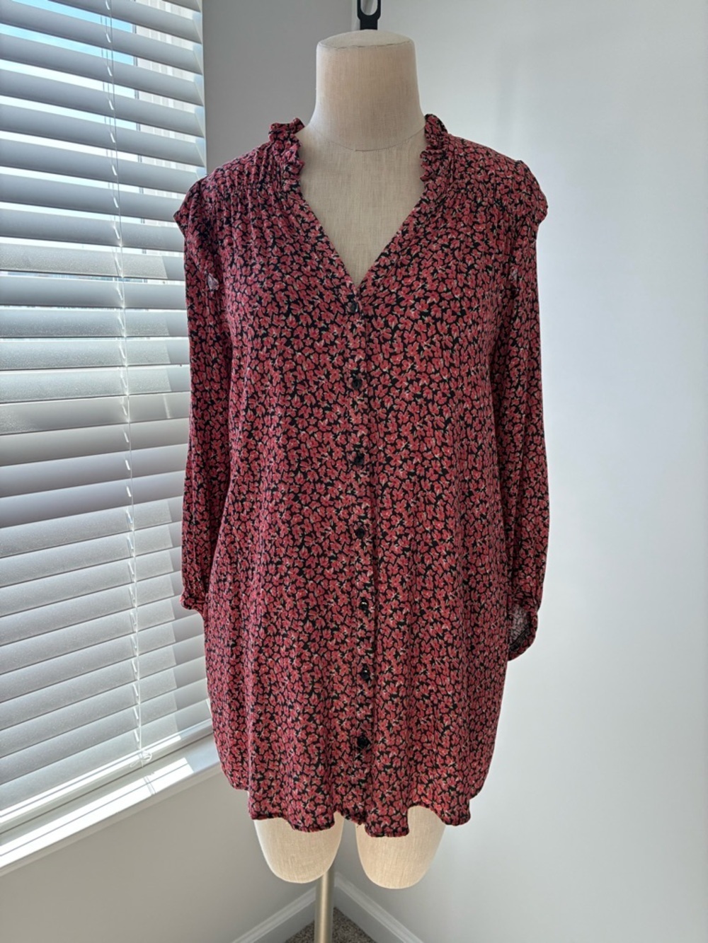 Zara Women's Mini Floral Button Up Dress